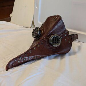 Red Leather Plague Doctor Mask Halloween Cosplay